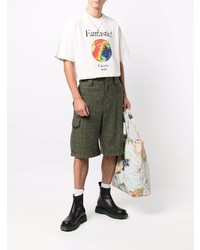 T-shirt à col rond imprimé blanc MSGM