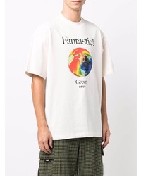 T-shirt à col rond imprimé blanc MSGM