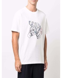 T-shirt à col rond imprimé blanc PS Paul Smith