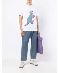 T-shirt à col rond imprimé blanc PS Paul Smith