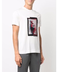 T-shirt à col rond imprimé blanc Emporio Armani