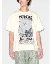 T-shirt à col rond imprimé blanc Rhude