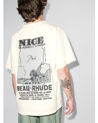 T-shirt à col rond imprimé blanc Rhude