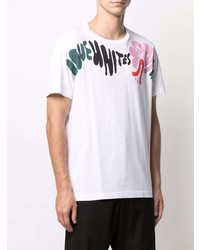 T-shirt à col rond imprimé blanc Marni