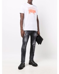 T-shirt à col rond imprimé blanc DSQUARED2