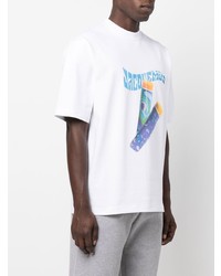 T-shirt à col rond imprimé blanc Jacquemus