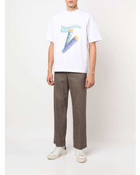 T-shirt à col rond imprimé blanc Jacquemus