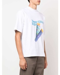 T-shirt à col rond imprimé blanc Jacquemus