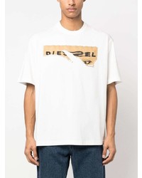 T-shirt à col rond imprimé blanc Diesel