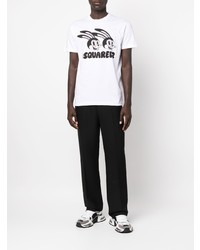 T-shirt à col rond imprimé blanc DSQUARED2