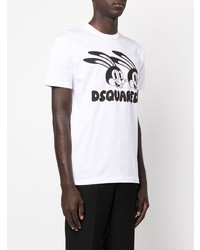 T-shirt à col rond imprimé blanc DSQUARED2