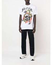 T-shirt à col rond imprimé blanc Philipp Plein