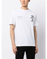 T-shirt à col rond imprimé blanc Amiri