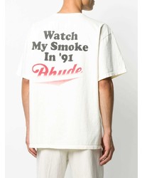 T-shirt à col rond imprimé blanc Rhude