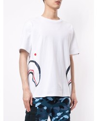 T-shirt à col rond imprimé blanc A Bathing Ape