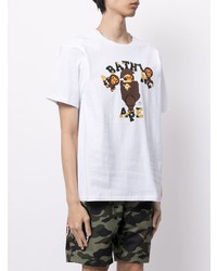 T-shirt à col rond imprimé blanc A Bathing Ape