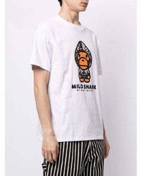 T-shirt à col rond imprimé blanc A Bathing Ape