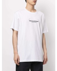 T-shirt à col rond imprimé blanc Maharishi