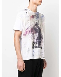 T-shirt à col rond imprimé blanc Junya Watanabe