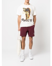 T-shirt à col rond imprimé blanc Rhude