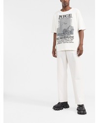 T-shirt à col rond imprimé blanc Rhude