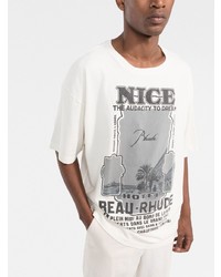 T-shirt à col rond imprimé blanc Rhude