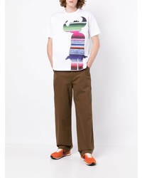 T-shirt à col rond imprimé blanc Junya Watanabe MAN