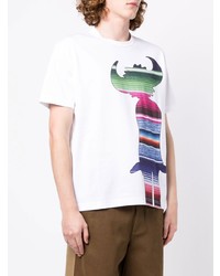 T-shirt à col rond imprimé blanc Junya Watanabe MAN