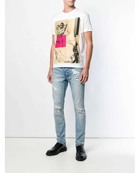 T-shirt à col rond imprimé blanc DSQUARED2