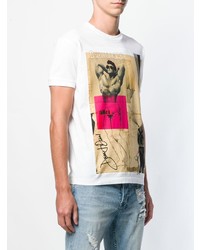 T-shirt à col rond imprimé blanc DSQUARED2