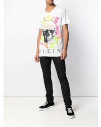 T-shirt à col rond imprimé blanc Philipp Plein