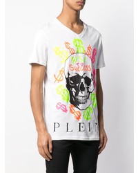 T-shirt à col rond imprimé blanc Philipp Plein