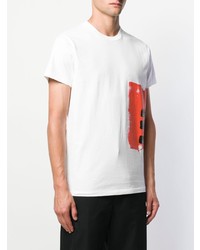 T-shirt à col rond imprimé blanc Helmut Lang