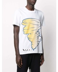 T-shirt à col rond imprimé blanc Marni