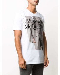 T-shirt à col rond imprimé blanc Alexander McQueen