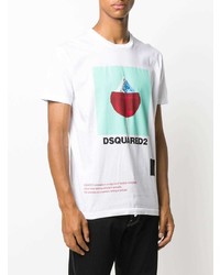 T-shirt à col rond imprimé blanc DSQUARED2