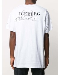 T-shirt à col rond imprimé blanc Iceberg