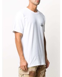 T-shirt à col rond imprimé blanc Stussy