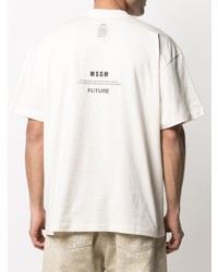 T-shirt à col rond imprimé blanc MSGM