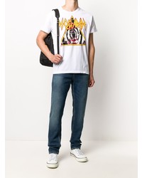 T-shirt à col rond imprimé blanc DSQUARED2