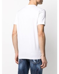 T-shirt à col rond imprimé blanc DSQUARED2