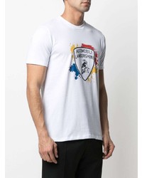 T-shirt à col rond imprimé blanc Automobili Lamborghini