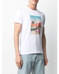 T-shirt à col rond imprimé blanc Sun 68