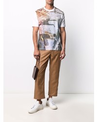 T-shirt à col rond imprimé blanc Junya Watanabe MAN