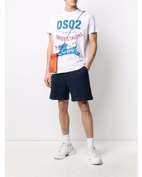 T-shirt à col rond imprimé blanc DSQUARED2