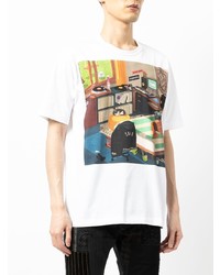 T-shirt à col rond imprimé blanc Junya Watanabe MAN