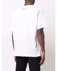 T-shirt à col rond imprimé blanc Raf Simons