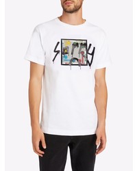 T-shirt à col rond imprimé blanc Giuseppe Zanotti