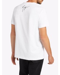 T-shirt à col rond imprimé blanc Giuseppe Zanotti