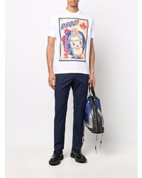 T-shirt à col rond imprimé blanc DSQUARED2